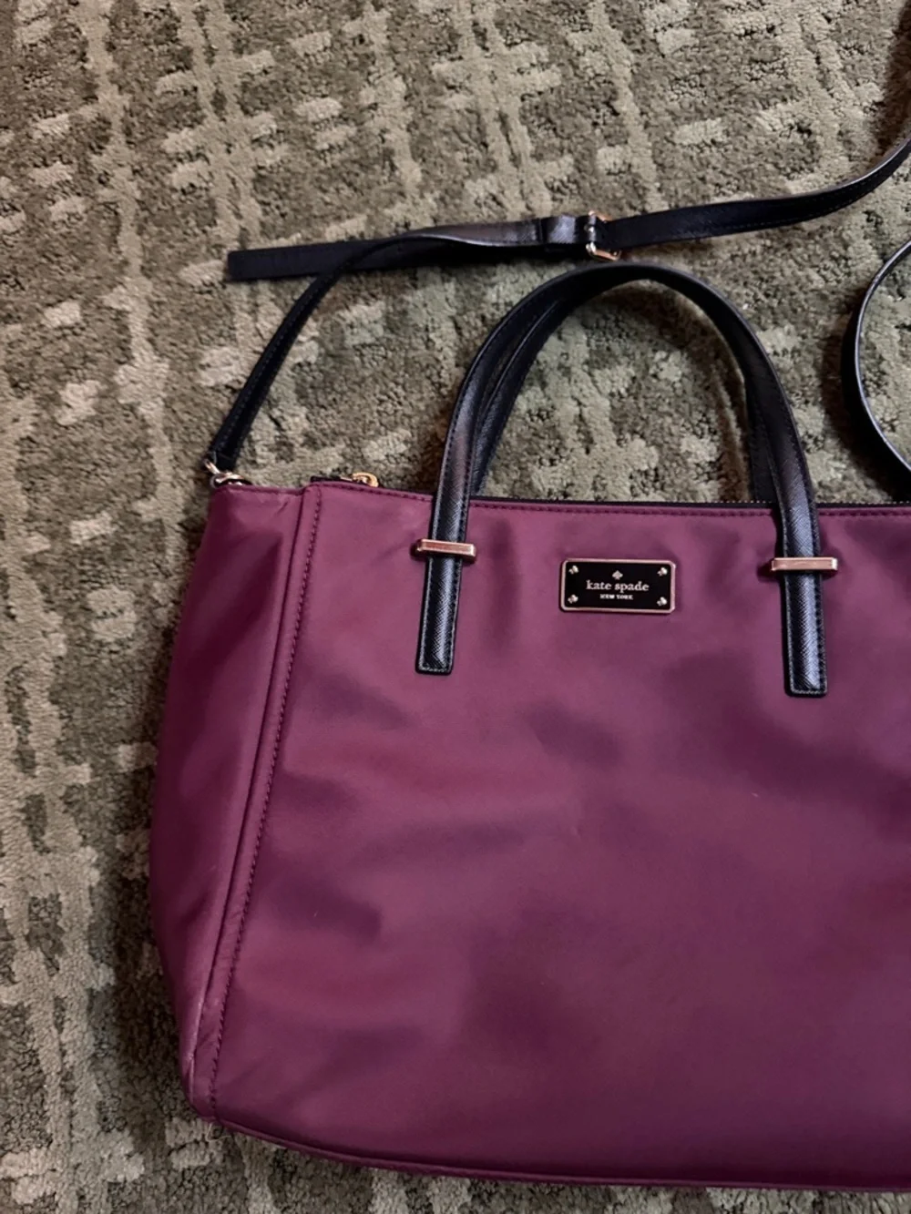 Kate Spade Wilson Road Alyse Satchel Bag Deep Plum Nylon